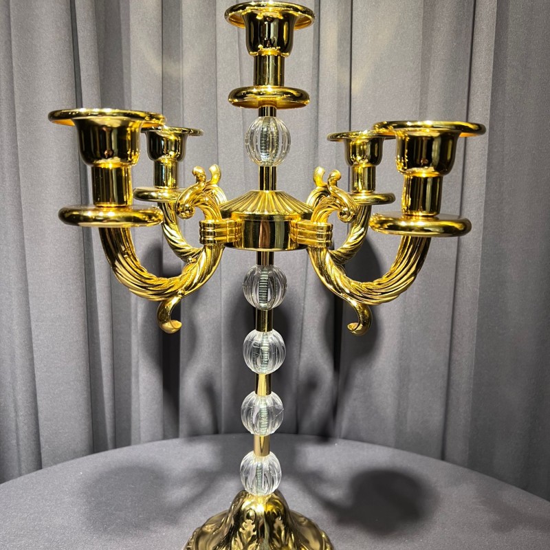 5 Kollu Gold Fransız Mumluk - 49 CM