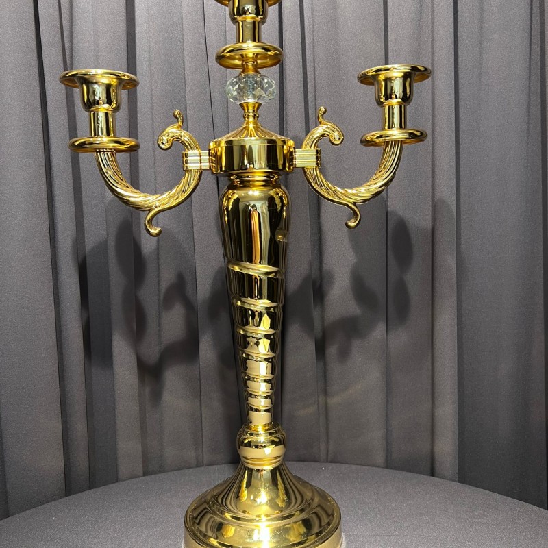Gold Şahmeran 3 Kollu  Mumluk - 49 CM