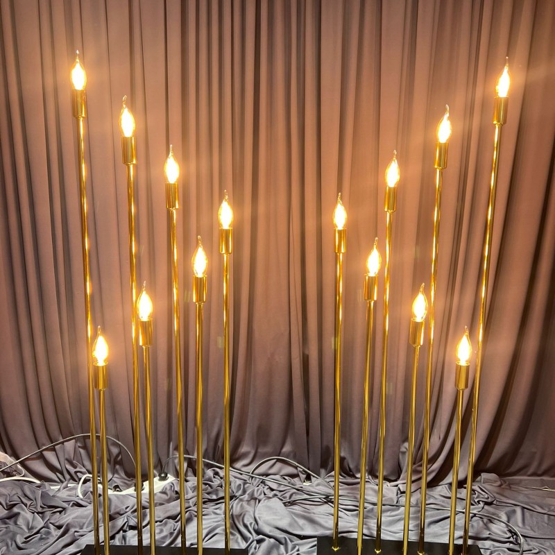 7'li Karışık Krom Kaplama Şamdan Gold&Black Series 120cm 7'li Karışık Krom Kaplama Şamdan Gold&Black Series 120cm