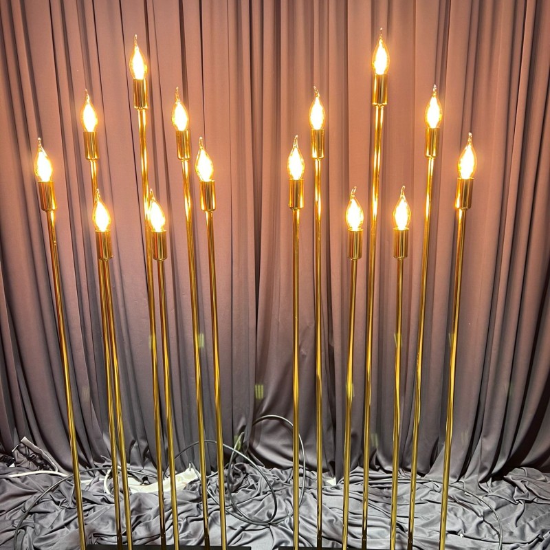 7'li Sıralı Krom Kaplama Şamdan Gold&Black Series 120cm