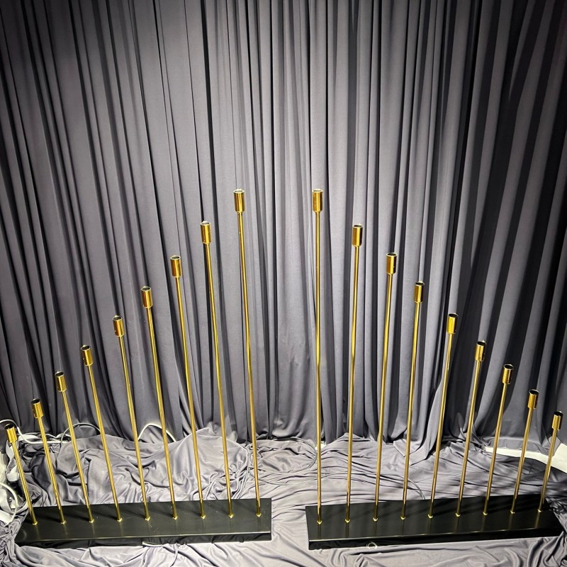 Gold Elektrikli 9'lu Mızrak Şamdan - 125CM