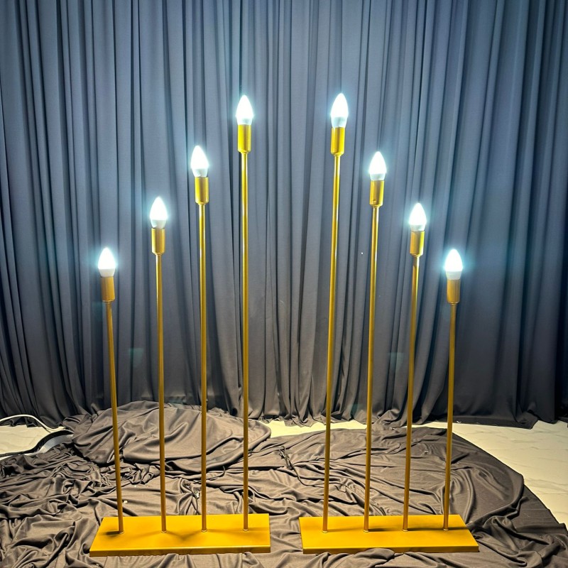 Gold Elektrikli 4'lü Mızrak Şamdan - 107 CM