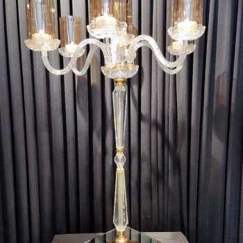 KRİSTAL CAM ŞAMDAN 6 KOL M KRİSTAL CAM ŞAMDAN 6 KOL M